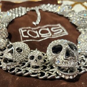 TAGS 11 Skull Swarovski Crystal Rhodium Plated Women's Exclusive Necklace